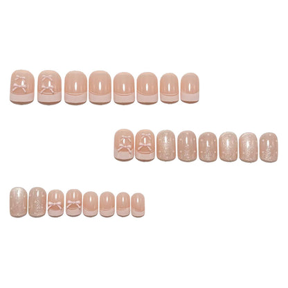 Artificial nails with delicate bow and glitter motifs Acalora