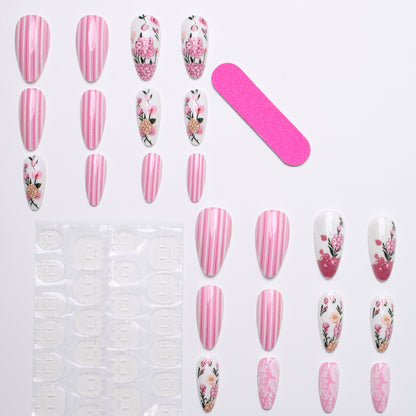 Artificial nail set with floral 3D decorations Acalora