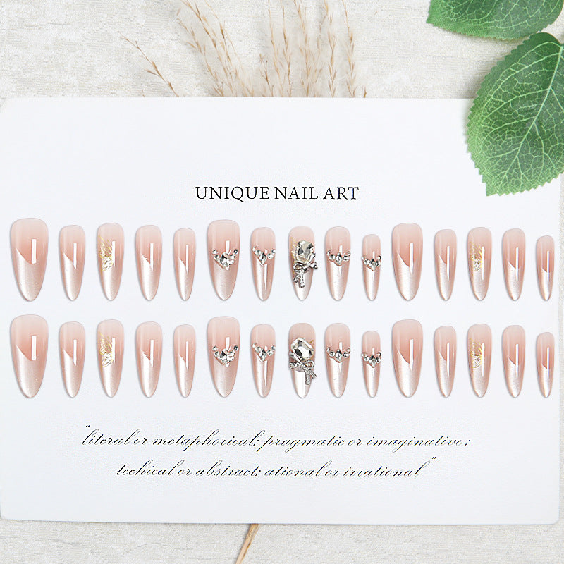 Artificial nail set with elegant crystal decorations and ombre effect Acalora