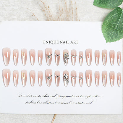 Artificial nail set with elegant crystal decorations and ombre effect Acalora