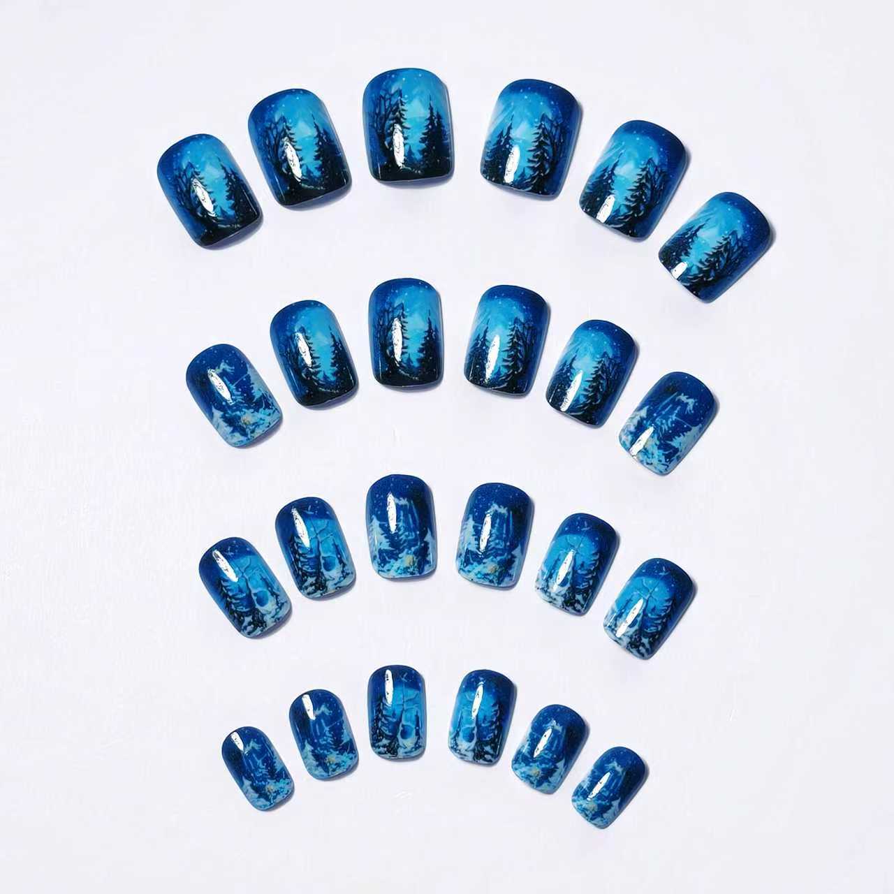 Artistic Winter Forest Nail Art Acalora