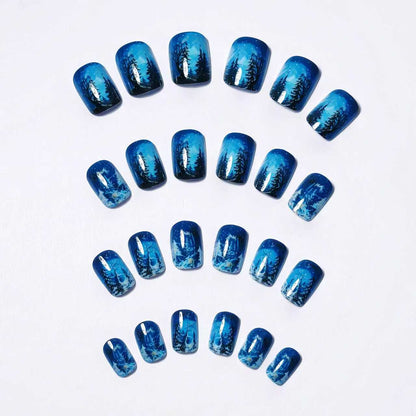 Artistic Winter Forest Nail Art Acalora