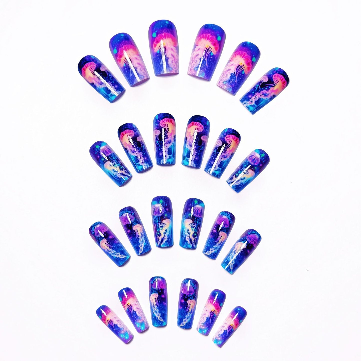 Gel Nail Art Design with Luminescent Jellyfish Acalora
