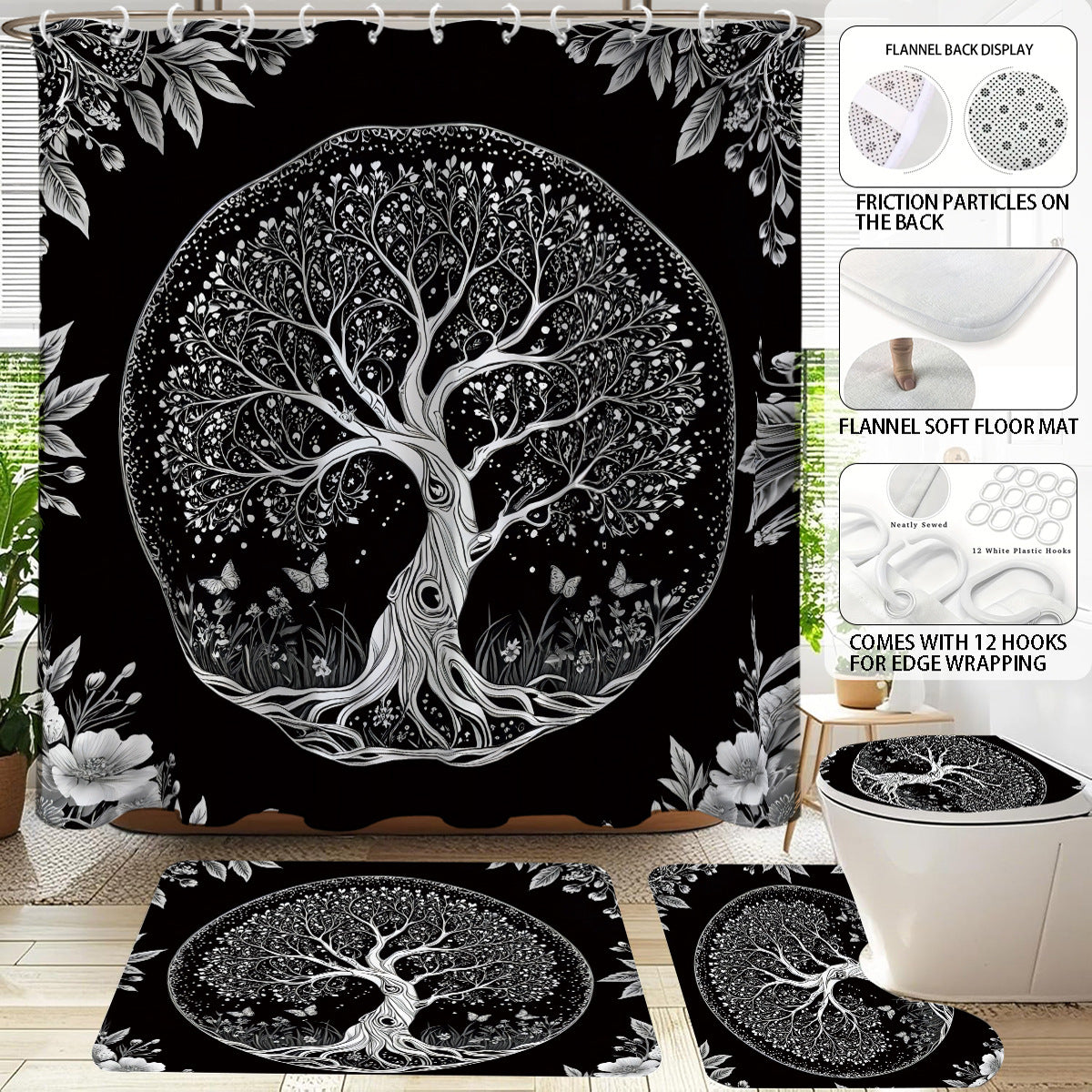 Artistic Tree Design Bathroom Set