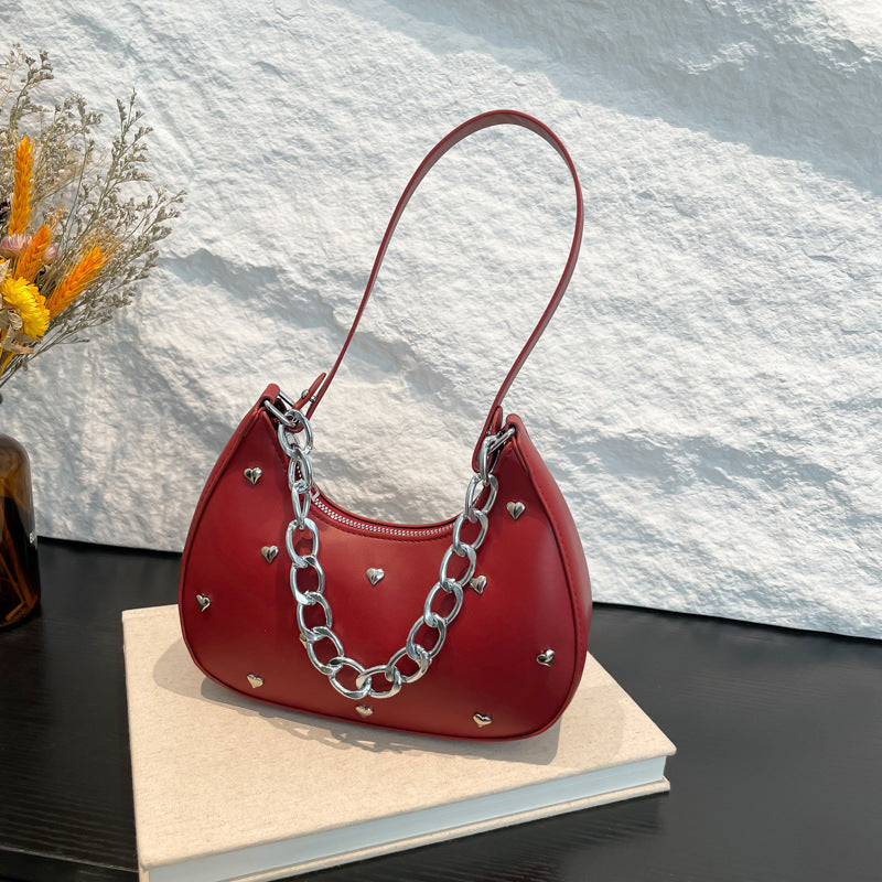 Chic Heart-Embellished Shoulder Bag Acalora