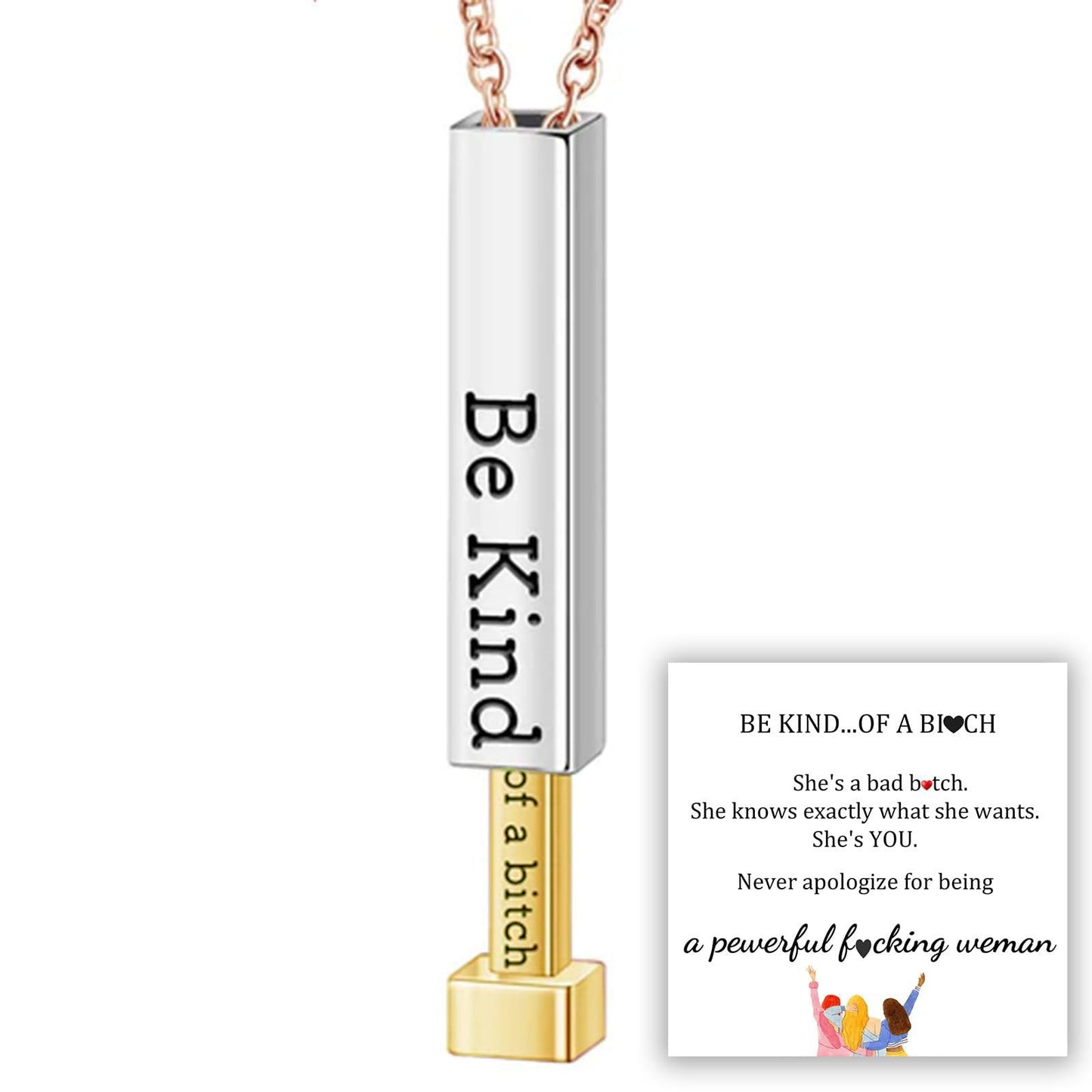 BowLift | Be Kind...of a bi♡ch - Hidden Message Necklace