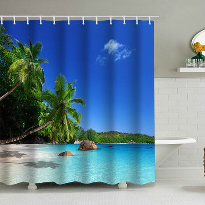 Tropical Beach Scene Shower Curtain