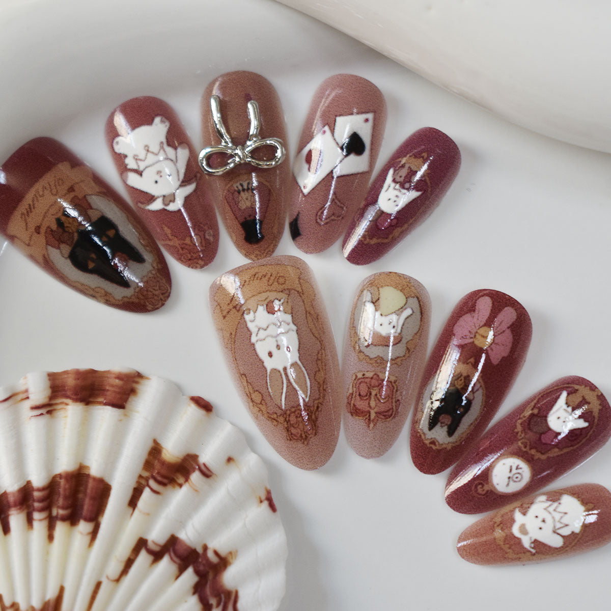 Whimsical Character-Themed Press-On Nail Art Acalora