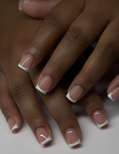 Artificial nails in elegant French tip design Acalora