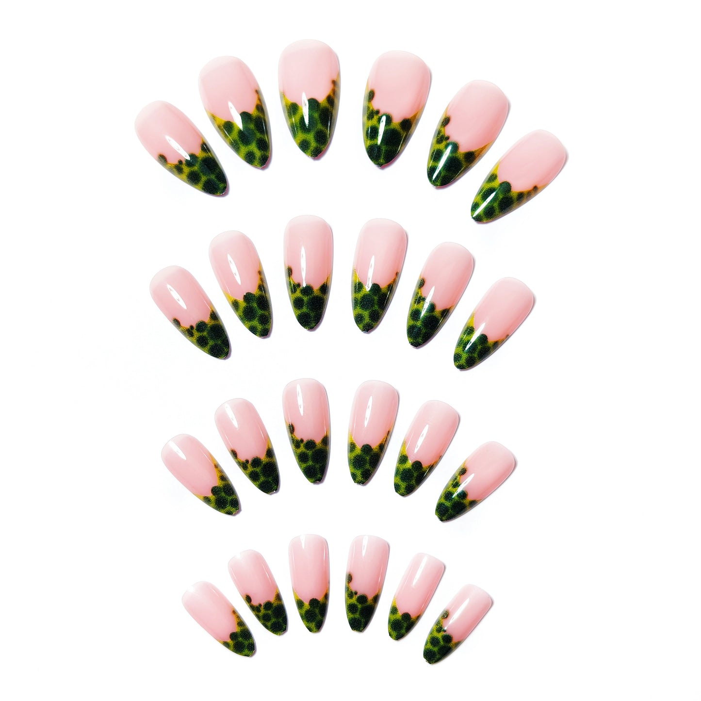 Artistic Green-Gradient Gel Nail Art Acalora