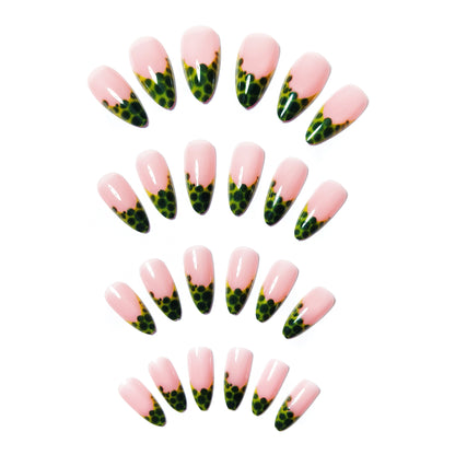 Artistic Green-Gradient Gel Nail Art Acalora