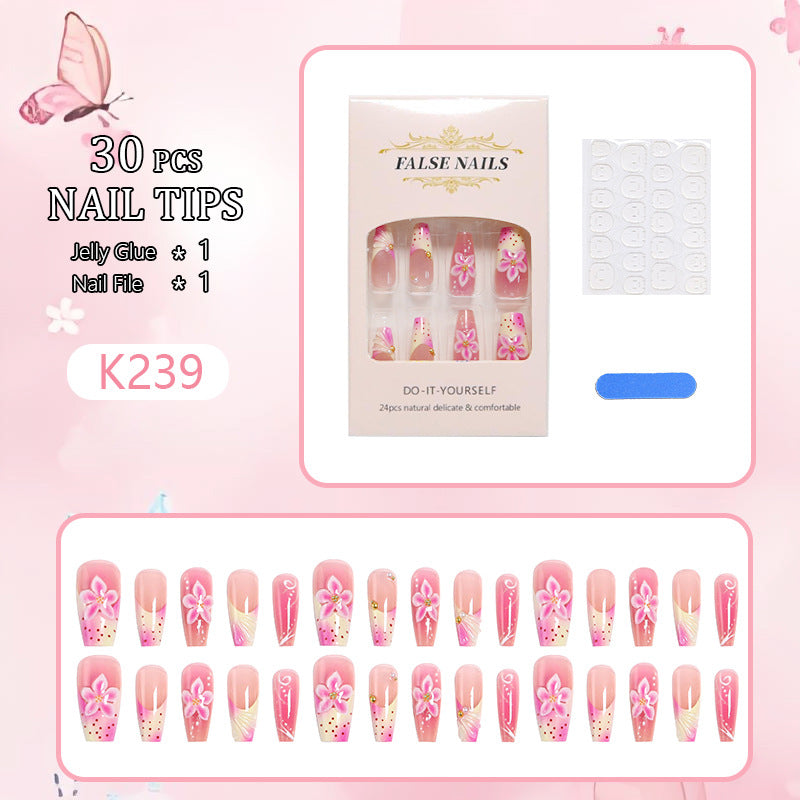Nail art set with elegant floral motifs Acalora