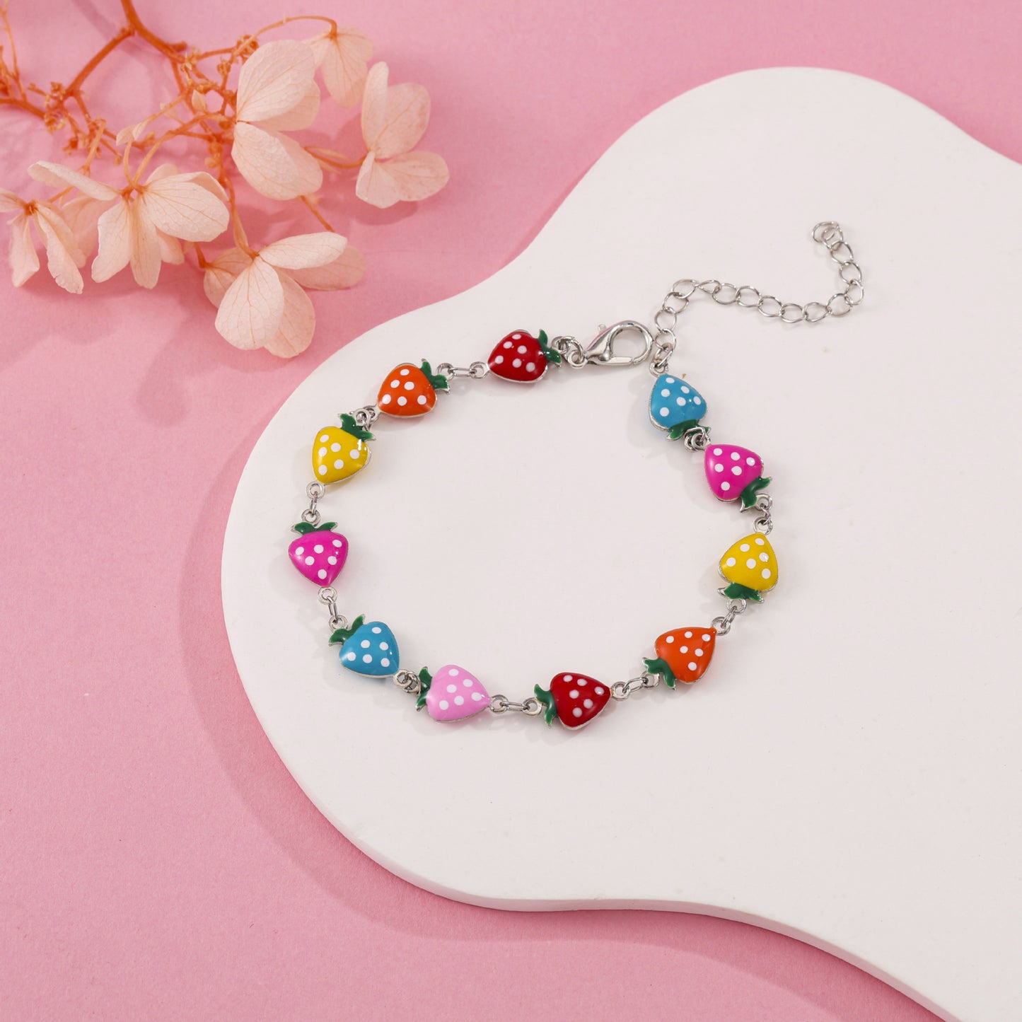 Whimsical Strawberry Charm Bracelet Acalora