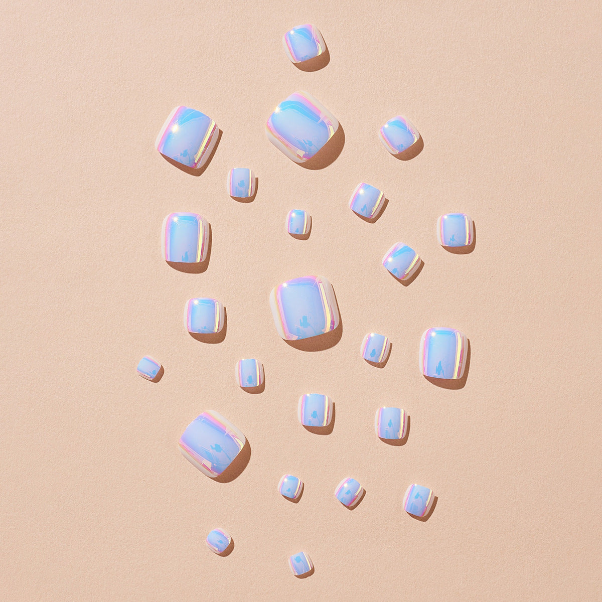 Artistic Press-On Nail Set with Iridescent Finish Acalora
