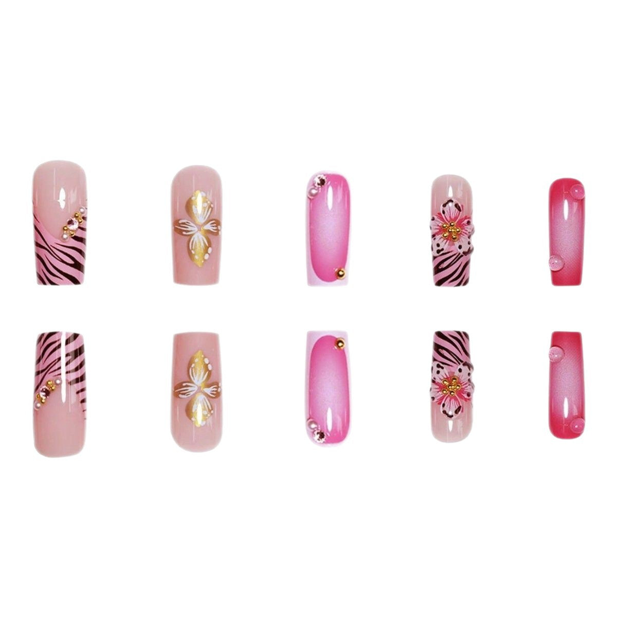 Artistic Floral Acrylic Nail Art Acalora