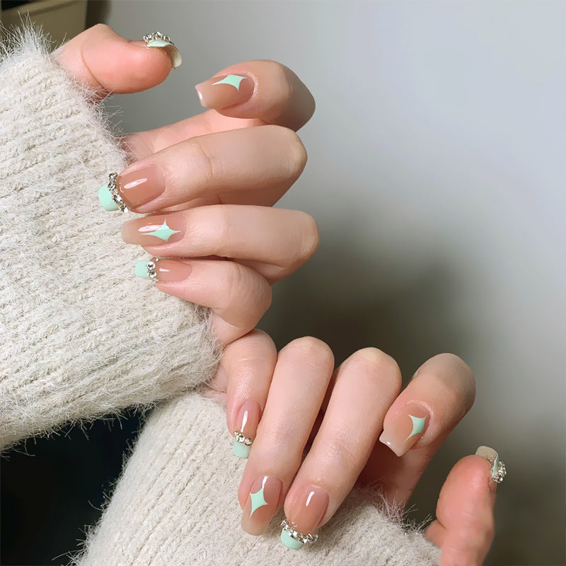Acrylic nail set with elegant geometric decorations Acalora