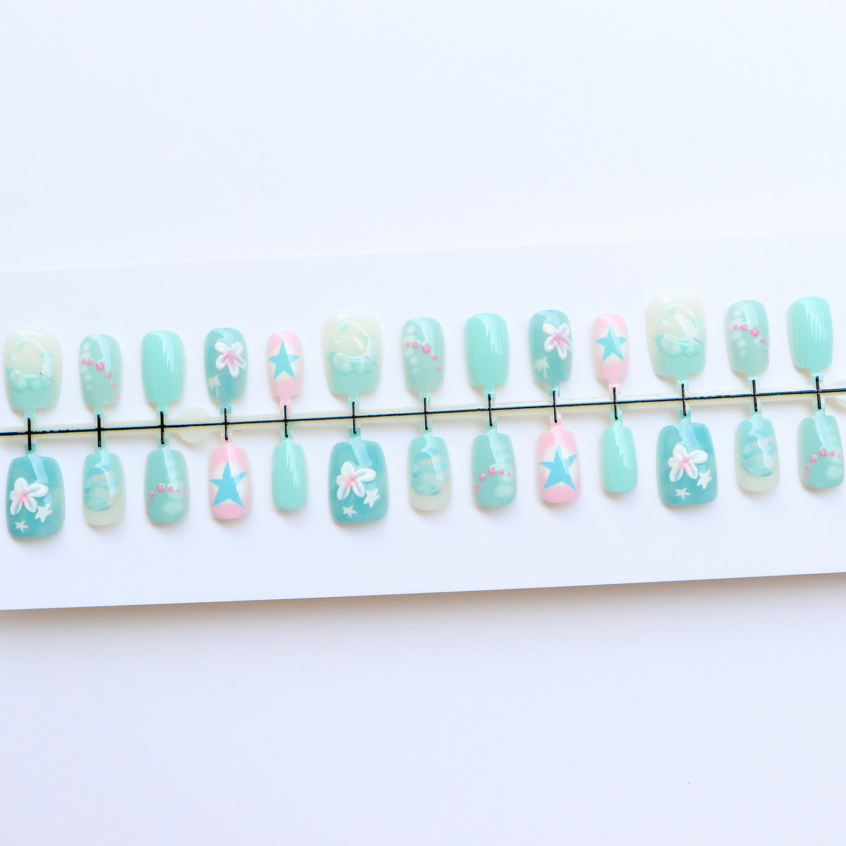 Mermaid-Inspired Decorative Press-On Nail Set Acalora
