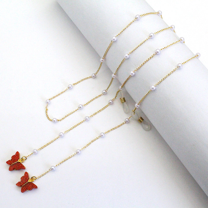 Butterfly-Embellished Eyewear Chain Acalora