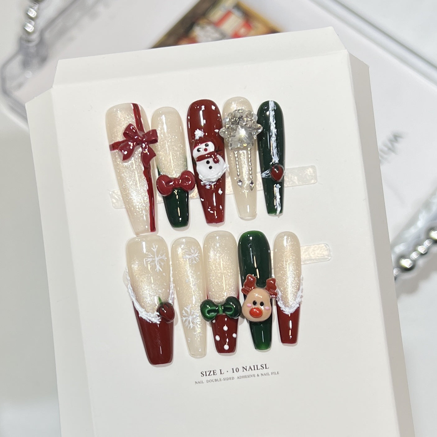 Festive-Themed Press-On Nail Art Set with Charming Holiday Designs Acalora