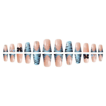 Decorative Press-On Nail Art Set with Bow and Gem Accents Acalora