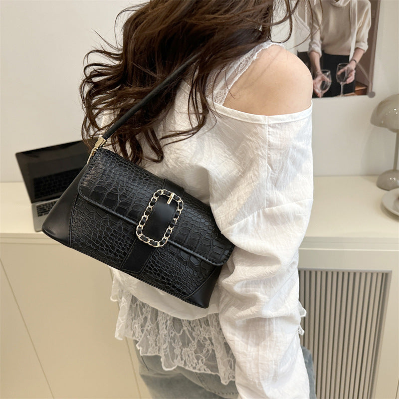Crocodile Patterned Chain Strap Handbag Acalora