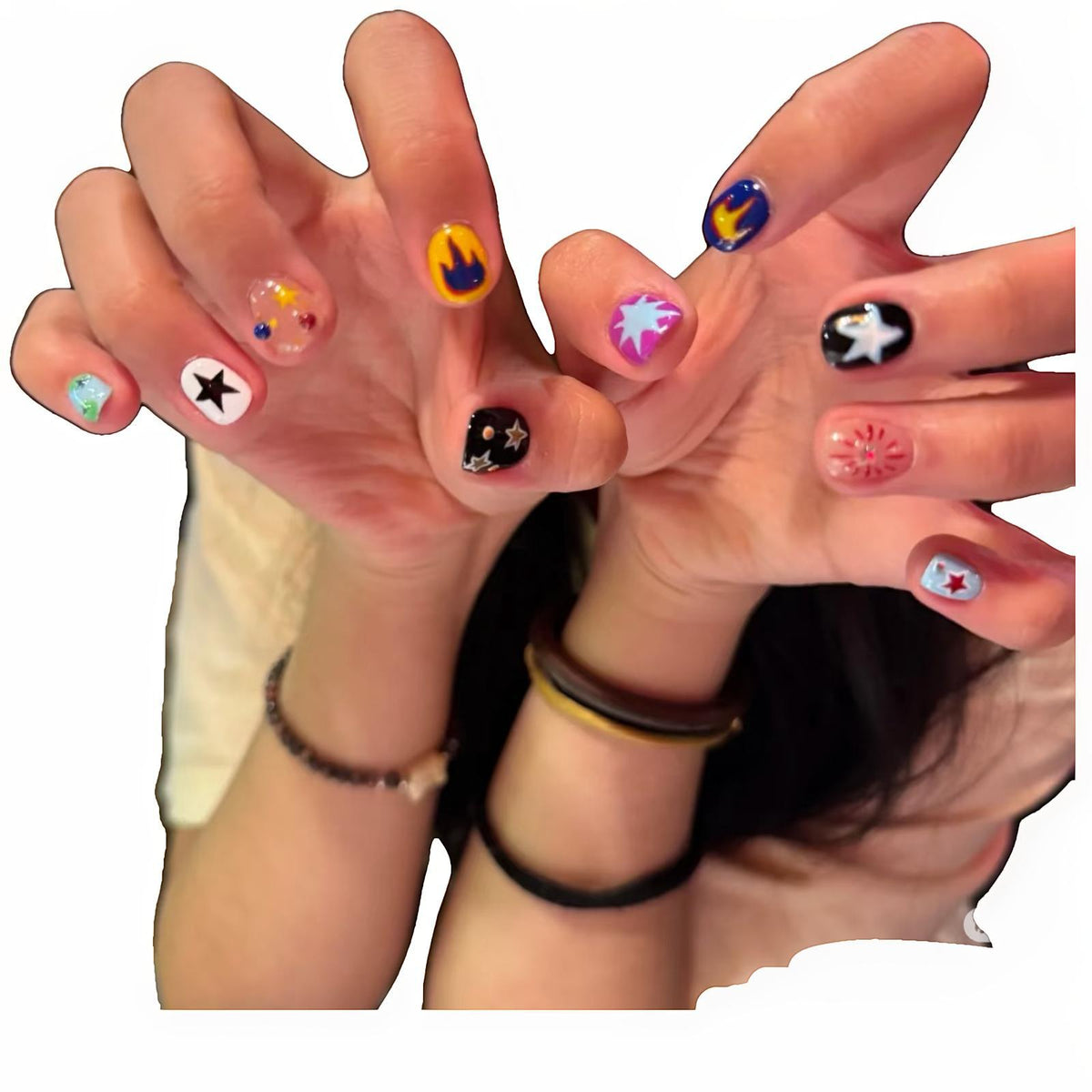 Cosmic-Themed Press-On Nail Art Set Acalora