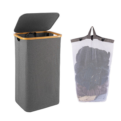 High-quality laundry basket with bamboo lid Acalora