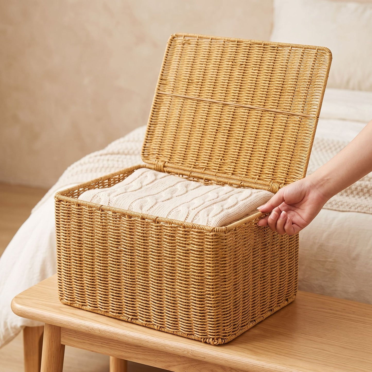 Woven Storage Chest with Lid Acalora