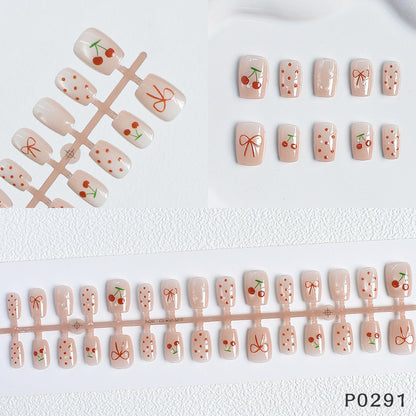 Strawberry Decorated Press-On Nails Acalora