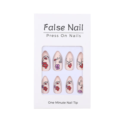 Handmade art nails with floral patterns Acalora