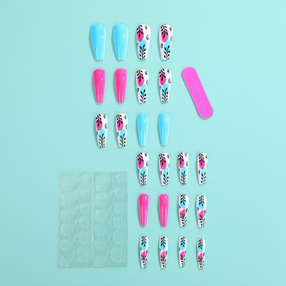 Artificial nails with floral design and creative accents Acalora