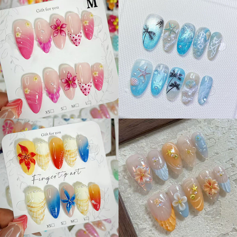 Nail art set with floral patterns and ombre effects Acalora
