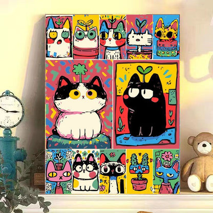 Playful Cat-Themed Canvas Wall Art