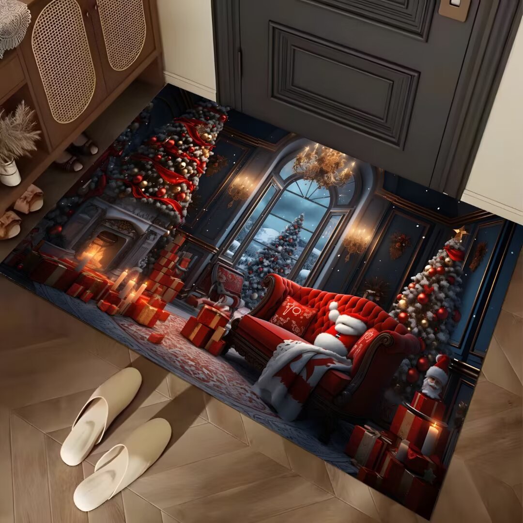 Festive Winter-Themed Entrance Mat