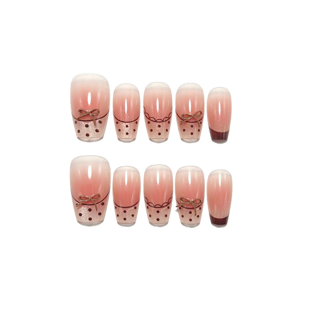 Acrylic Nail Set with Elegant Bow Design Acalora