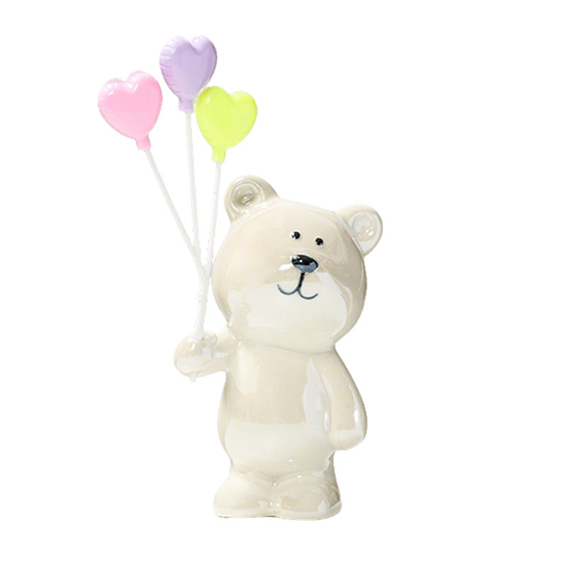 Cute ceramic bear figurine with balloons Acalora