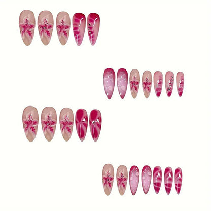 Artistic Stiletto Nail Art Set with Floral Accents Acalora