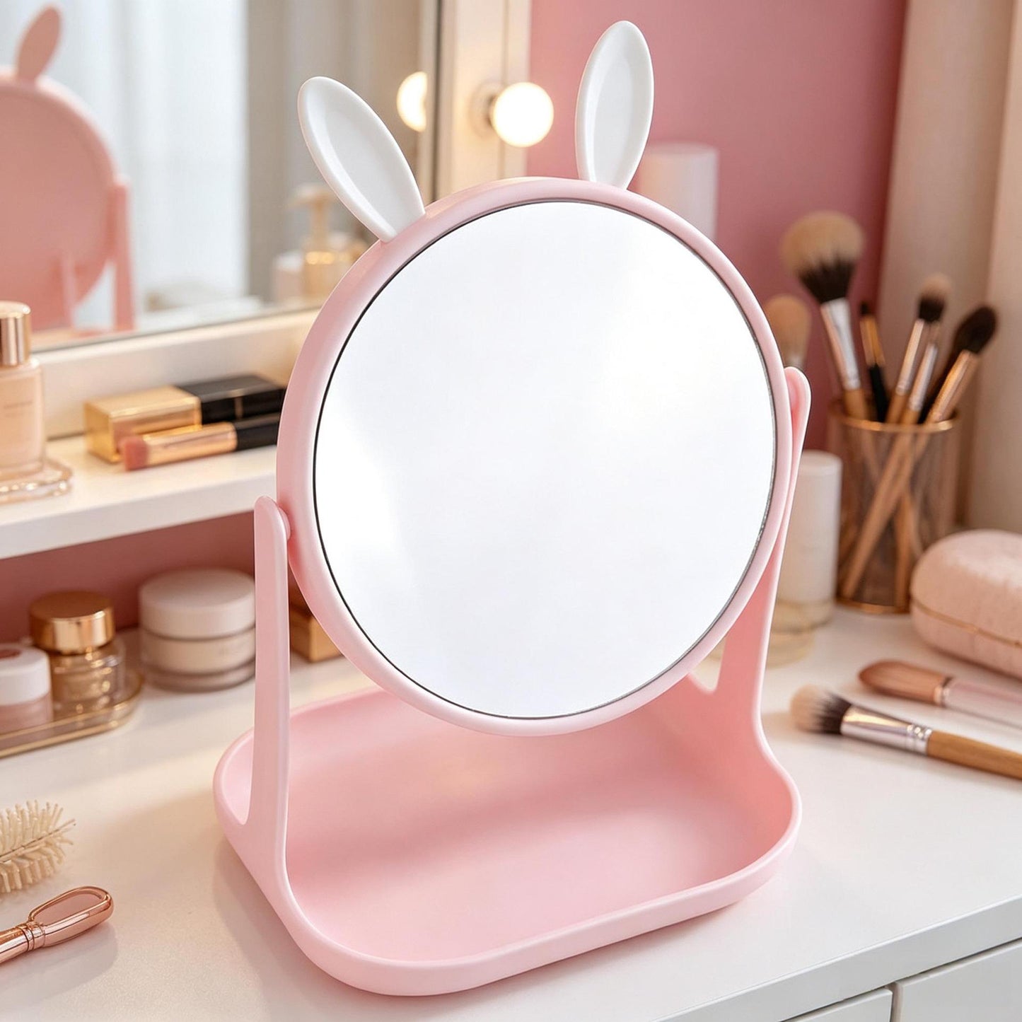 Cute Bunny-Themed Desktop Mirror