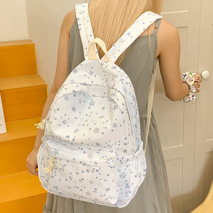 Star-Patterned Canvas Backpack Acalora