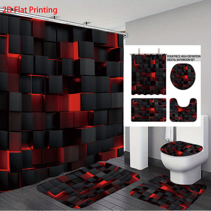 Digital Cube Pattern Bathroom Set