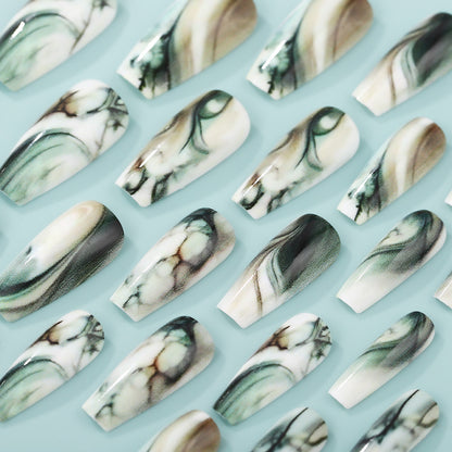 Artificial Nail Art Nails in elegant marble design Acalora