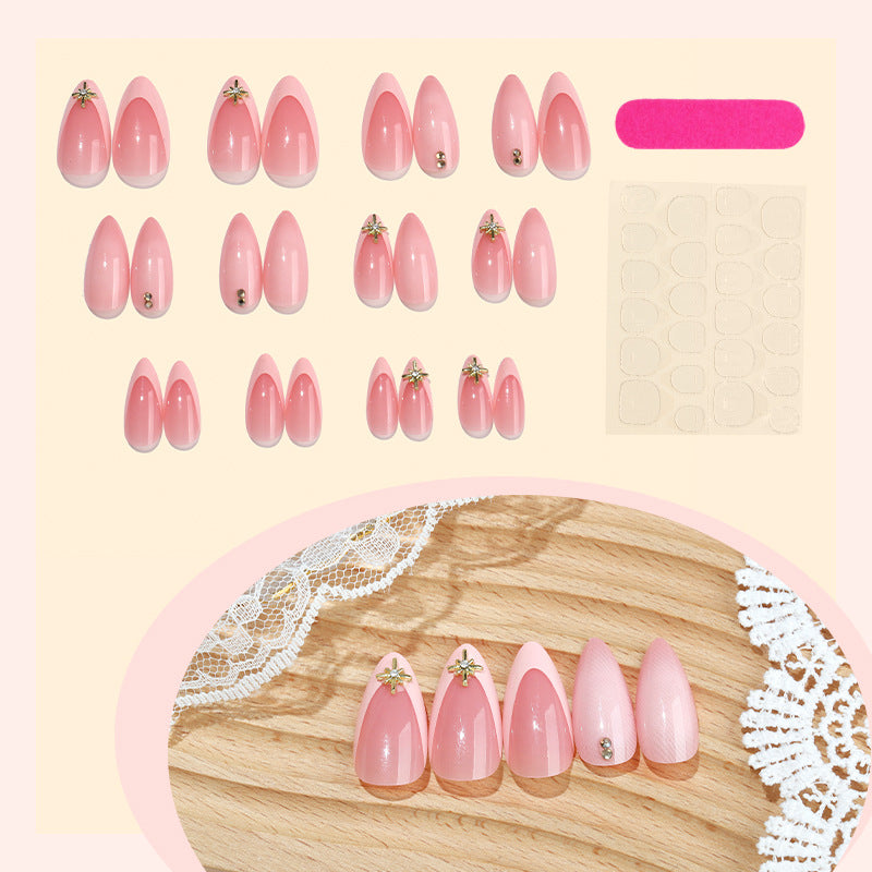 Stylish Press-On Nail Art Set with Floral and Gem Accents Acalora