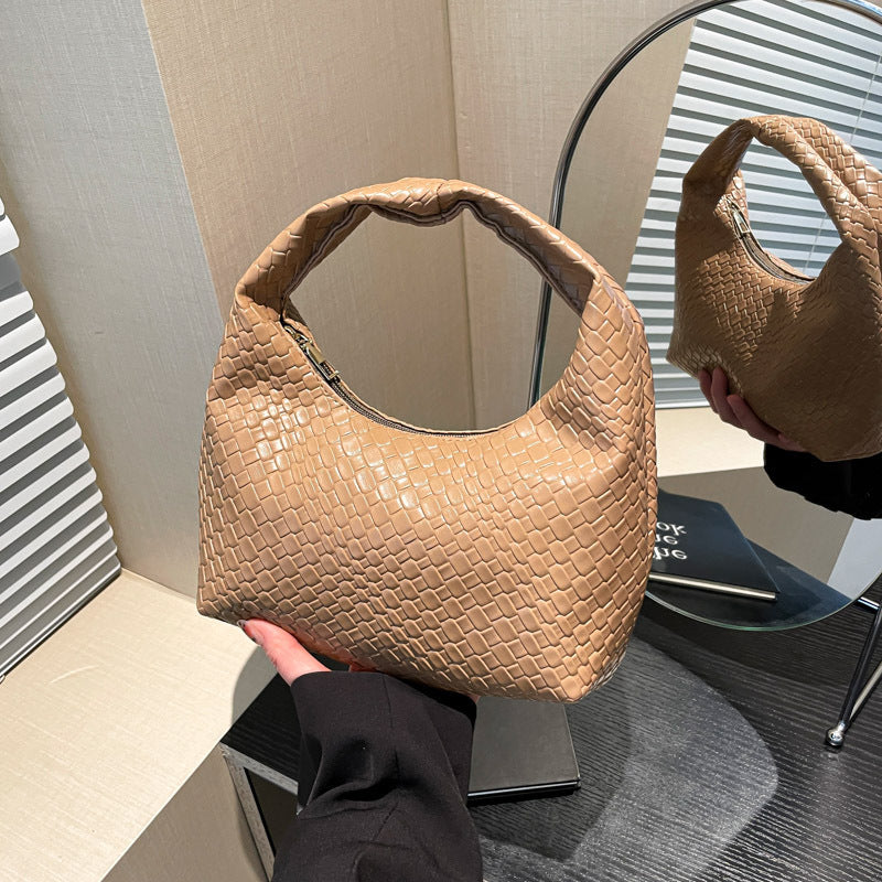 Textured Faux Leather Hobo Bag Acalora