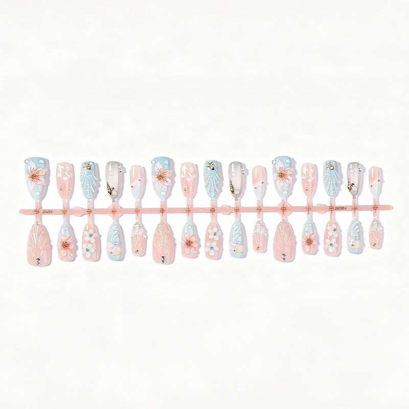 Artistic Ocean-Themed Press-On Nail Set Acalora