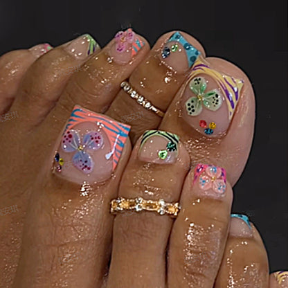 Decorative Press-On Nail Set with Elegant Butterfly Designs Acalora