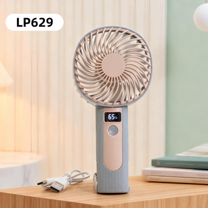 Women's Portable USB Handheld Fan with LED Display and Adjustable Speeds Skanto
