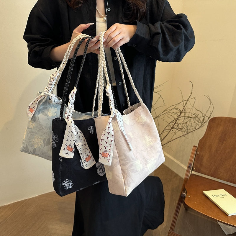 Floral Patterned Shoulder Tote Bag Acalora