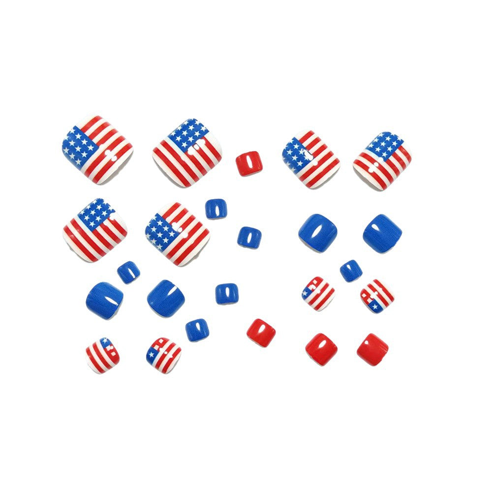 Patriotic style artificial nails with flag motifs Acalora