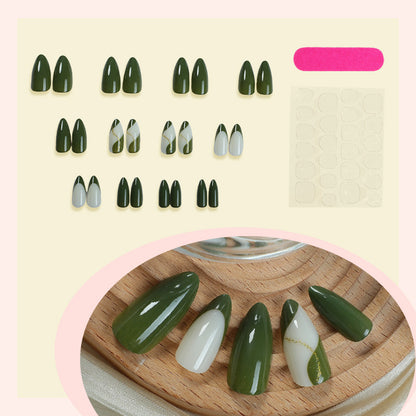 Artistic Press-On Nail Set with Elegant Geometric Design Acalora