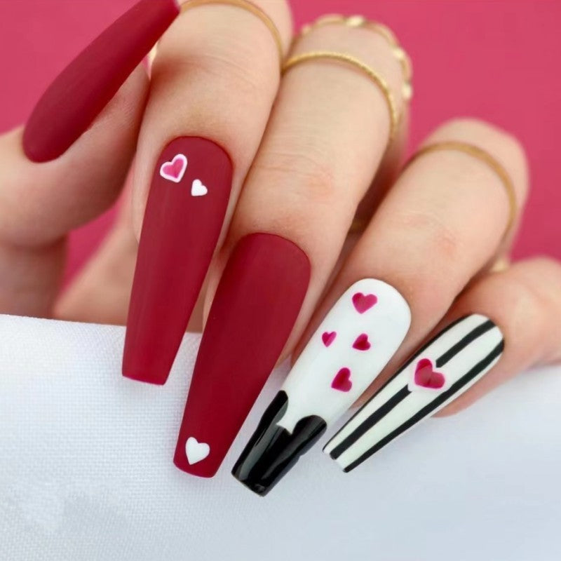 Artificail nails with creative heart design Acalora